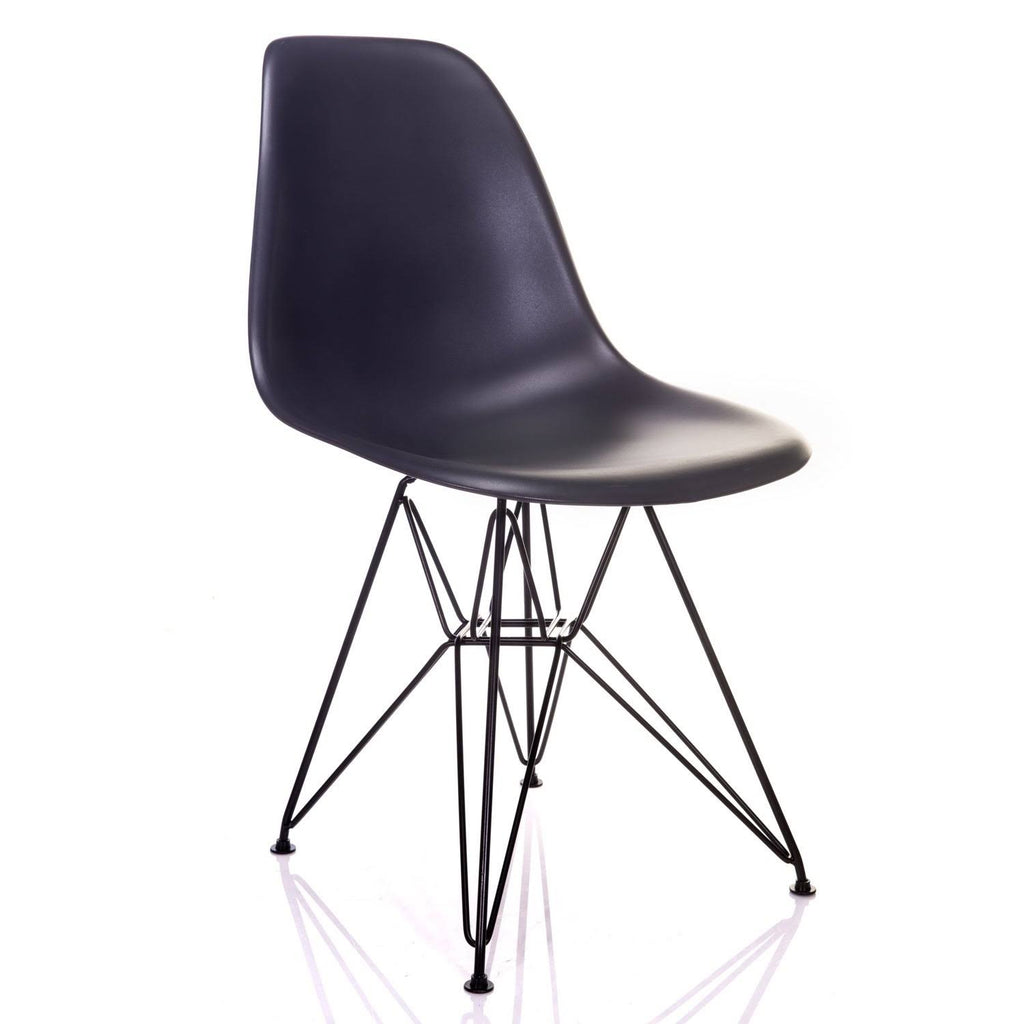 Carbon Gray Mid-Century Modern Dining Accent Side Chair with Black Steel Leg (Set of 2) B187215
