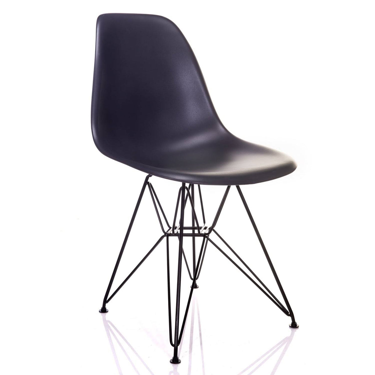 Carbon Gray Mid-Century Modern Dining Accent Side Chair with Black Steel Leg (Set of 2) B187215