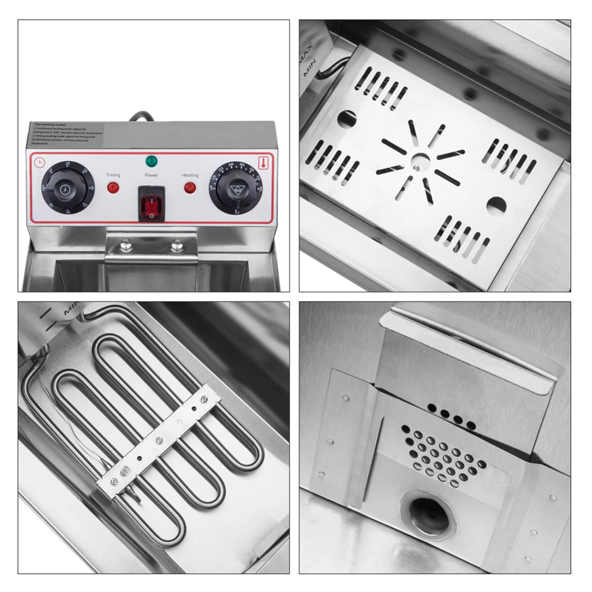 16L Stainless Steel Double Tank Deep Fryer 3400W D345