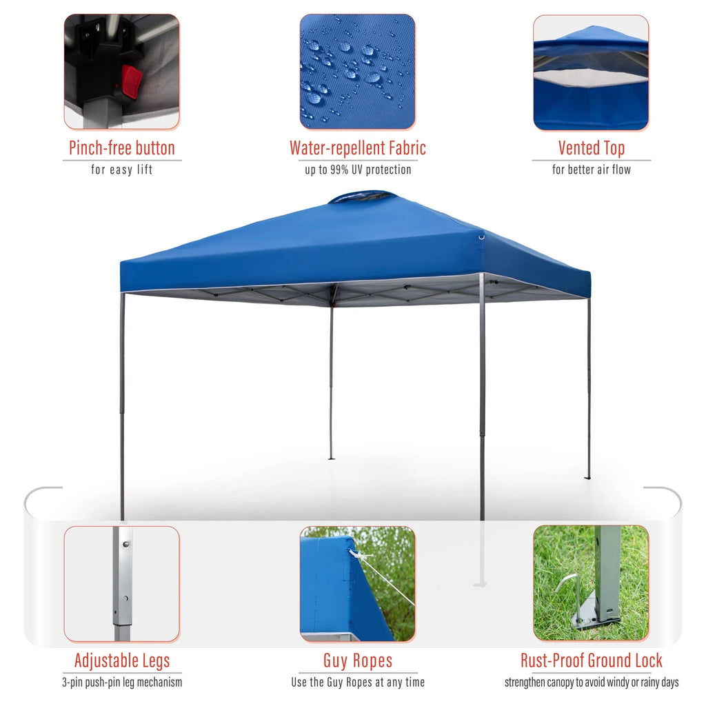 10' x 10' Blue Pop Up Canopy Tent with Wheeled Bag S879291