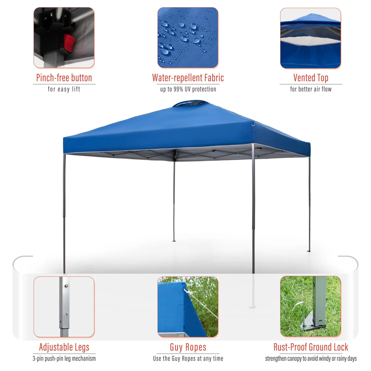 10' x 10' Blue Pop Up Canopy Tent with Wheeled Bag S879291