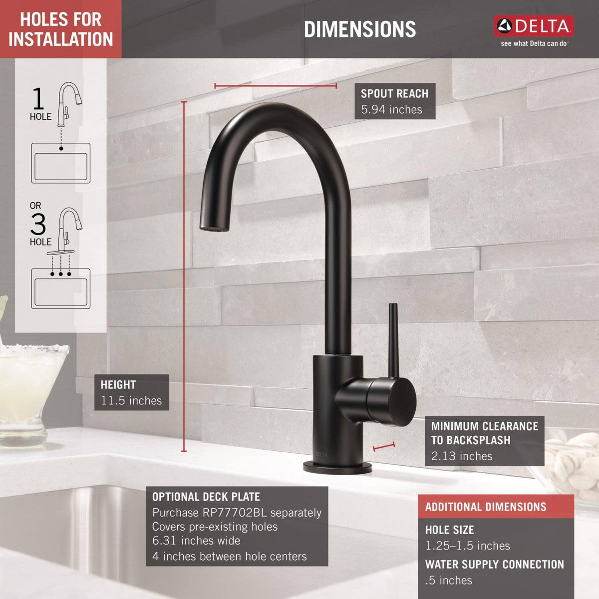 Black Stainless Bar Faucet K80700