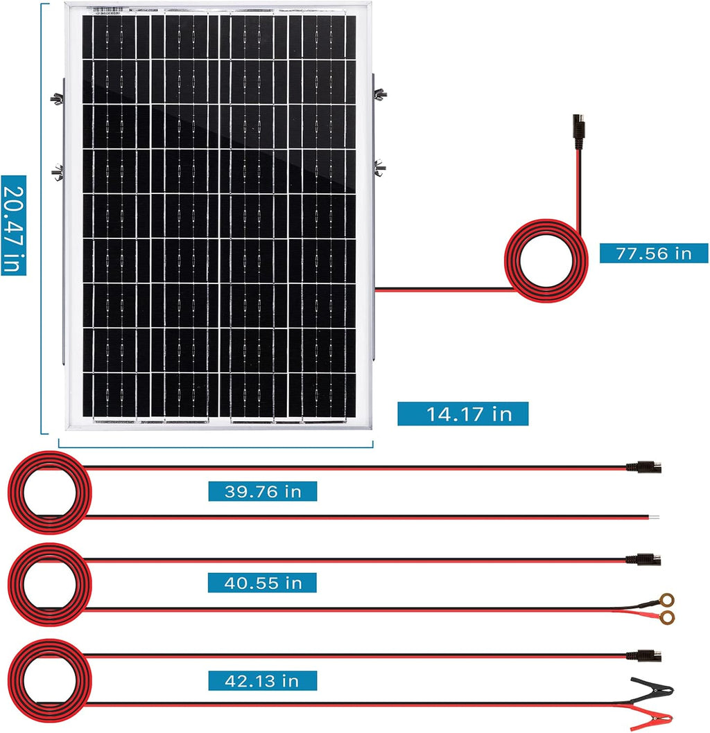 100 Watt 12V Solar Panel Kit with Adjustable Tilt Mount Brackets and 30A PWM Solar Charge Controller R205