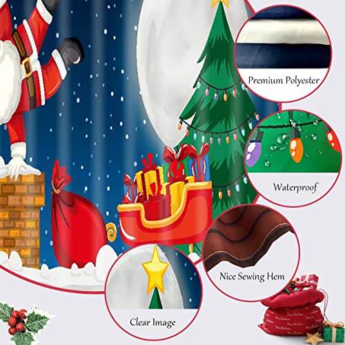 71"x71" Blue Cloth Fabric Christmas Shower Curtain D2691