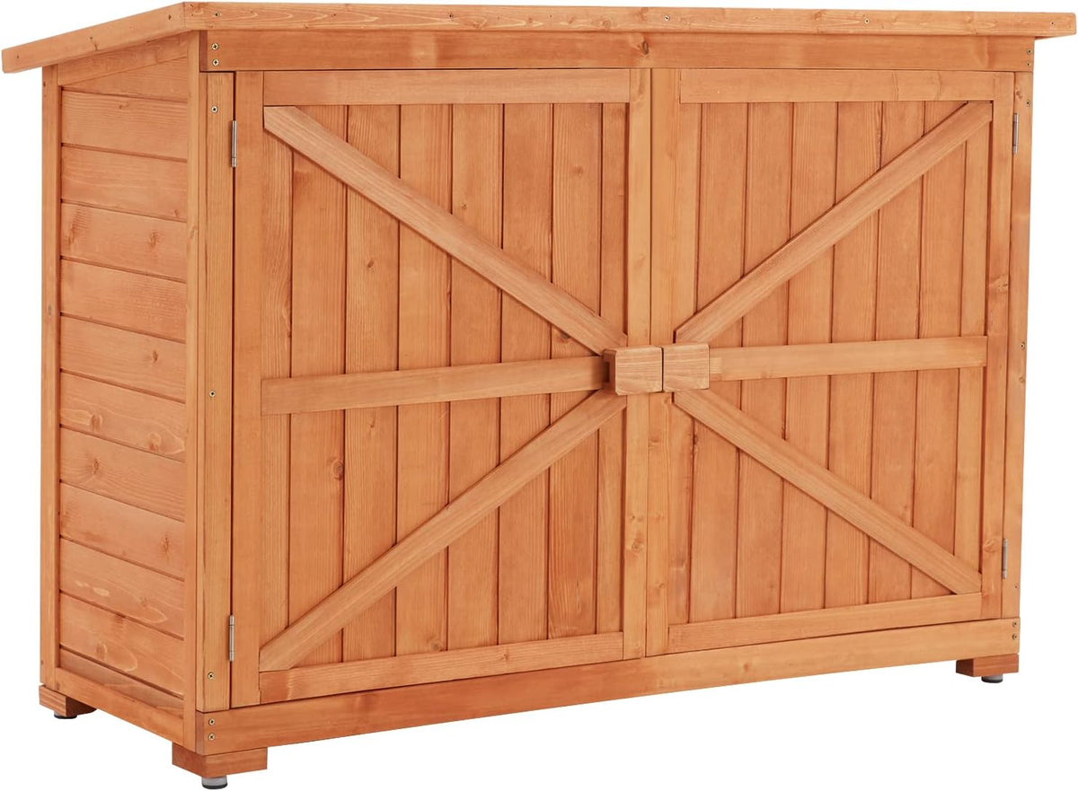 Wooden Outdoor Storage Cabinet with Lockable Double Doors E77501
