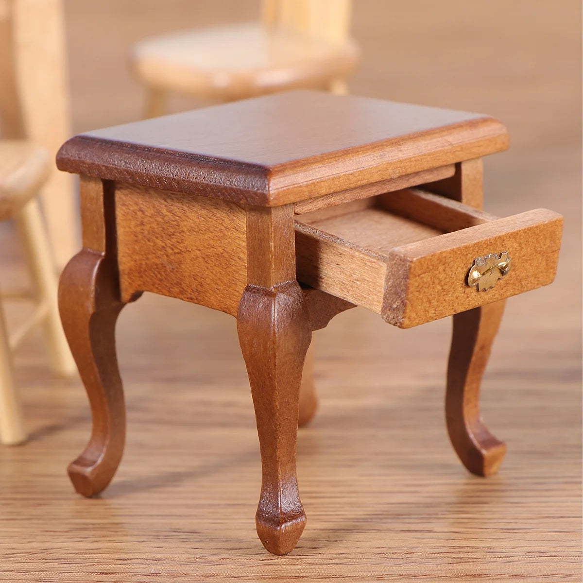 1:12 Walnut Colo Miniature Bedside Table Toy S56879