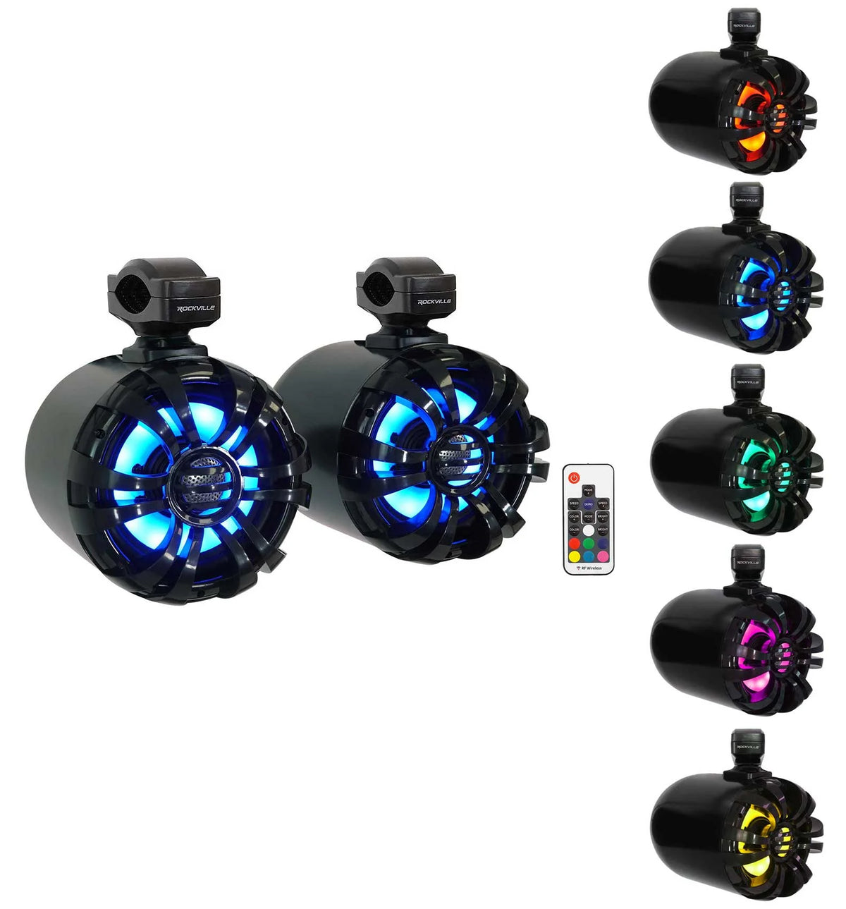 Marine Bluetooth Receiver with 4 Black 6.5" LED Tower Speakers L22228
