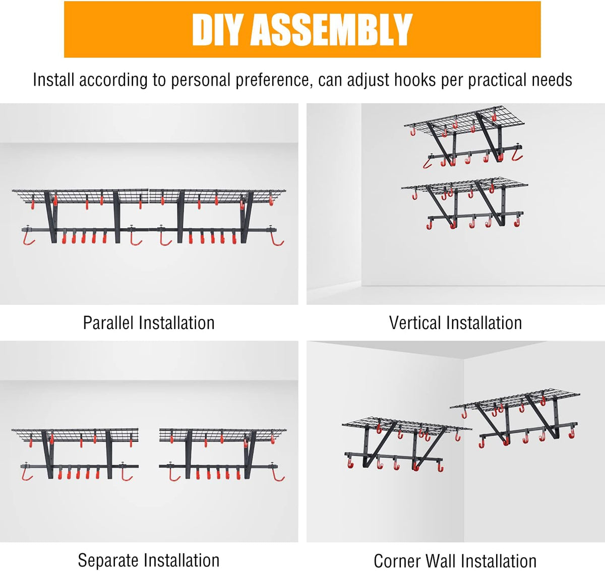 Wall Shelving 2-Pack with Bike Hooks E256942