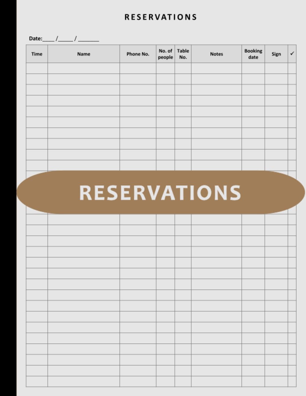 Restaurant Reservation Log Book, 120 Pages, 8.5 x 11 T579357