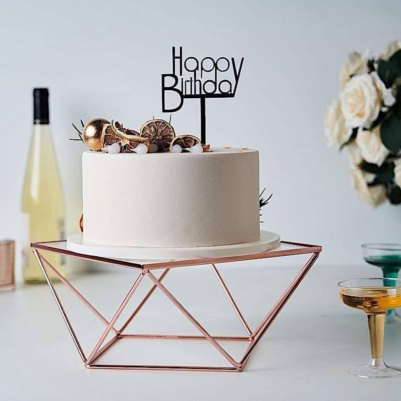 3 Rose Gold Metal Glass Geometric Cake Stands X8831