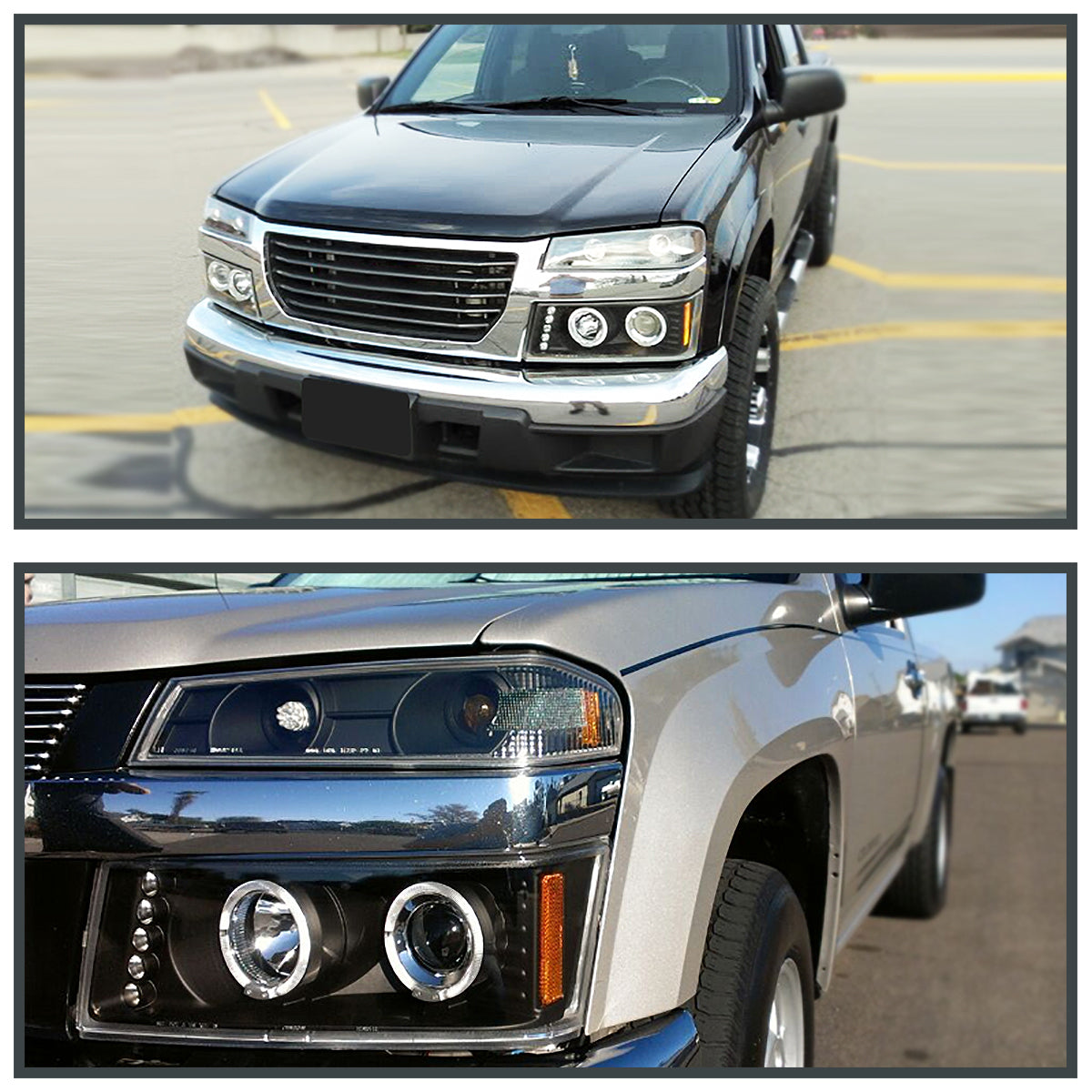 Black Housing Clear Lens LED Halo Projector Headlights, L/R Pair N1310