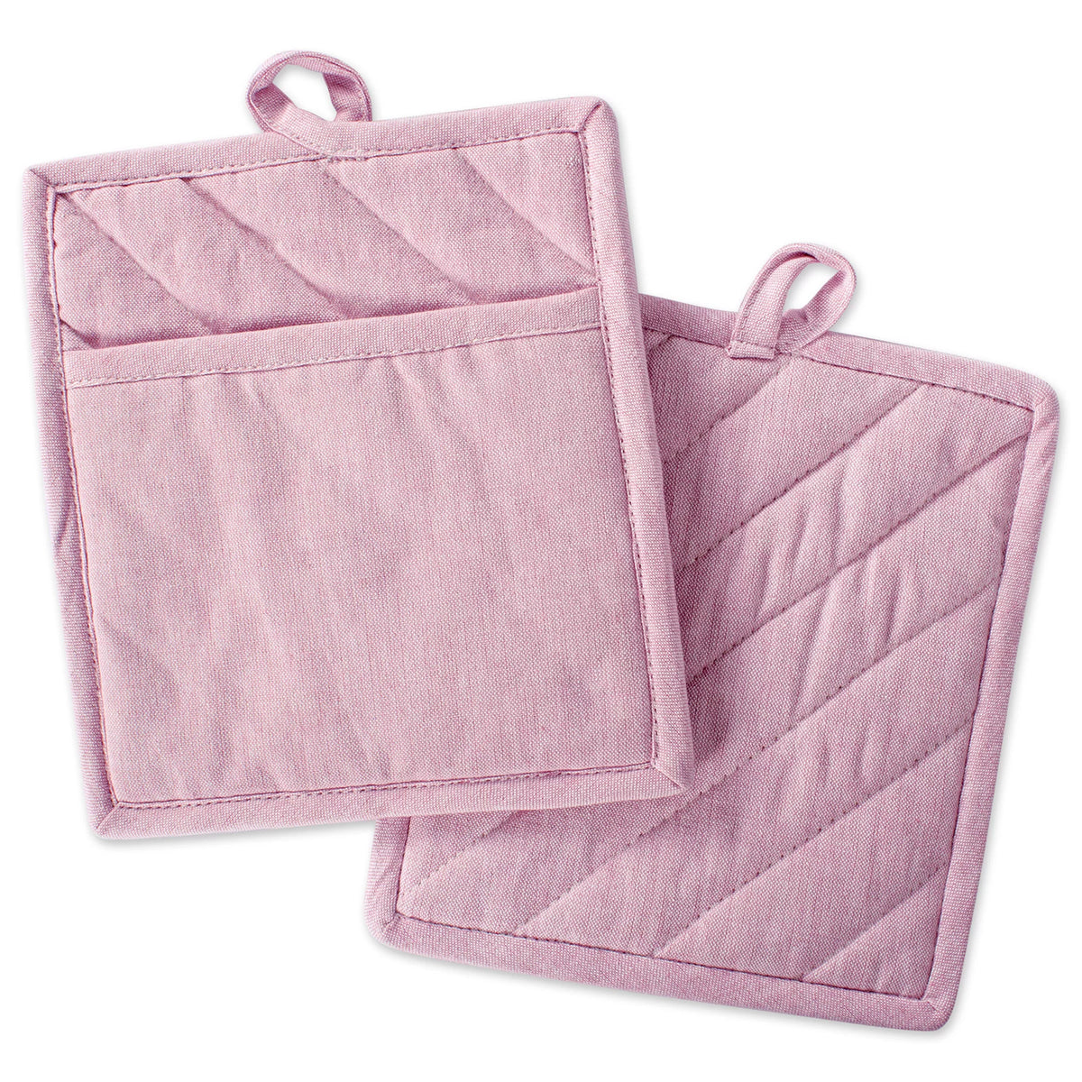 Set of 2 Rose Chambray Potholders V2710