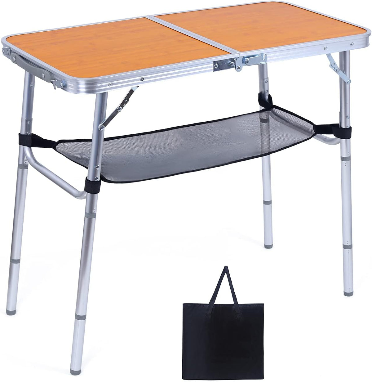 Folding Camping Table with Storage, Adjustable Height, Lightweight, 31.5x15.7 Z655169