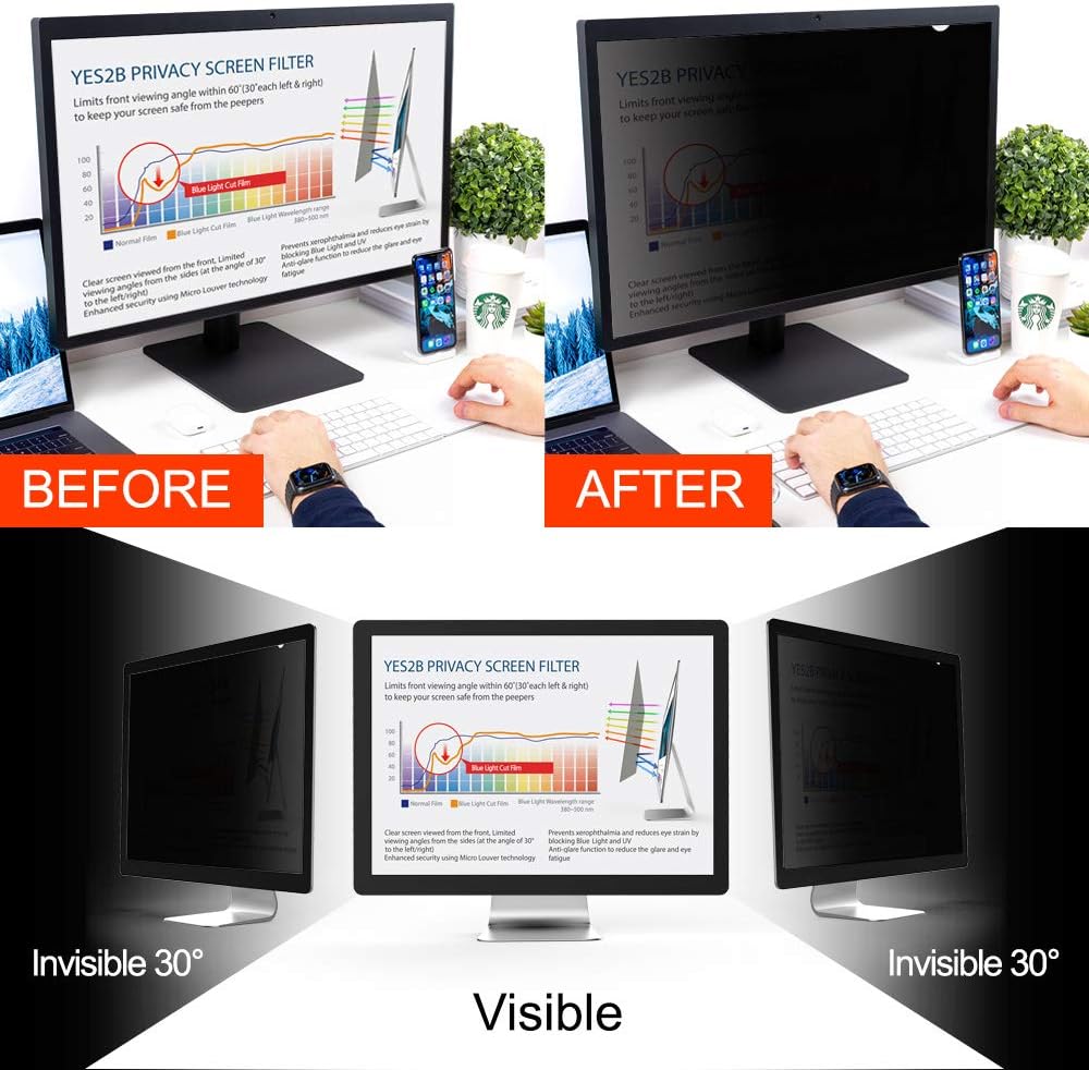 23 Inch Monitor Privacy Screen Filter for 16:9 Widescreen Display, Pack of 2 S1012