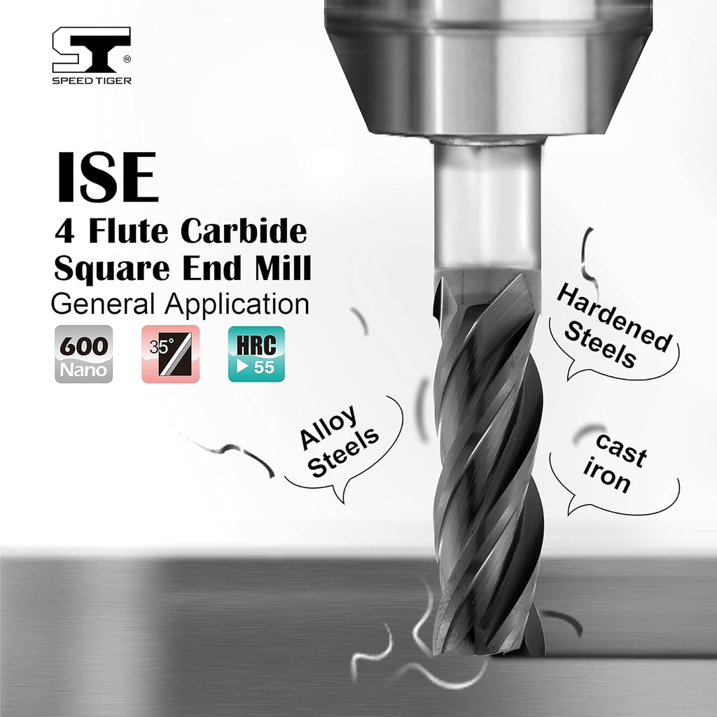 Carbide Square End Mill 4 Flute 5 Pieces 3/8 S8941