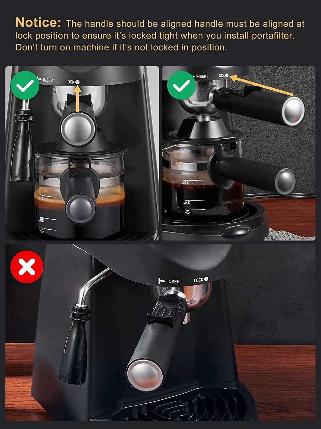 Black 3.5 Bar 4 Cup Espresso Cappuccino Maker with Milk Frother L18041