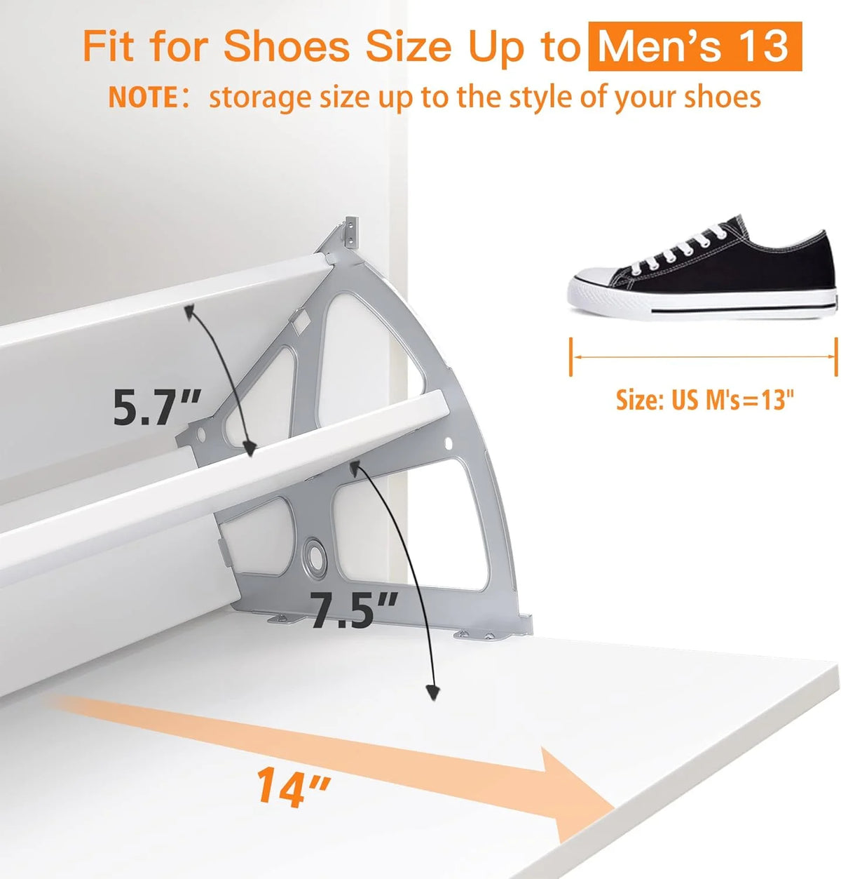 White Narrow Shoe Cabinet with 2 Flip Drawers S868109