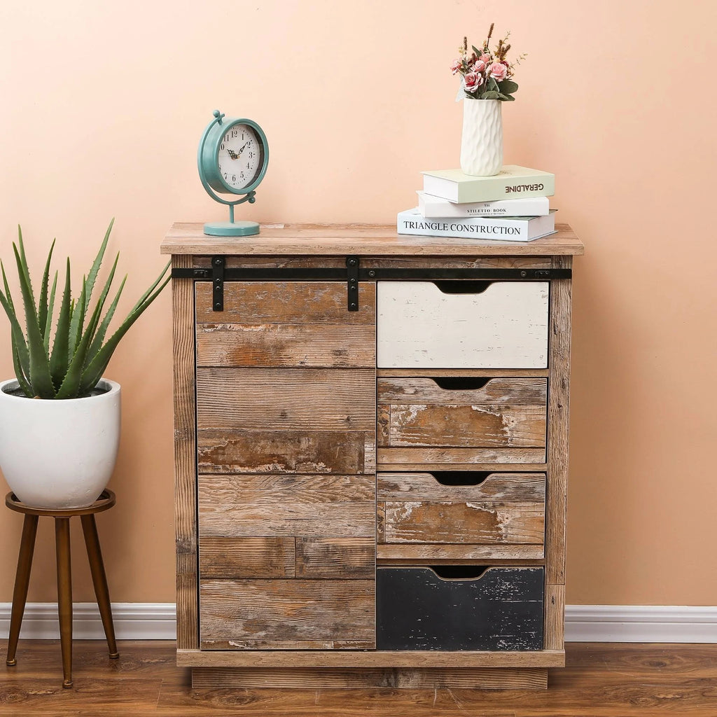 Rustic Sliding One Door Wood Cabinet H5563
