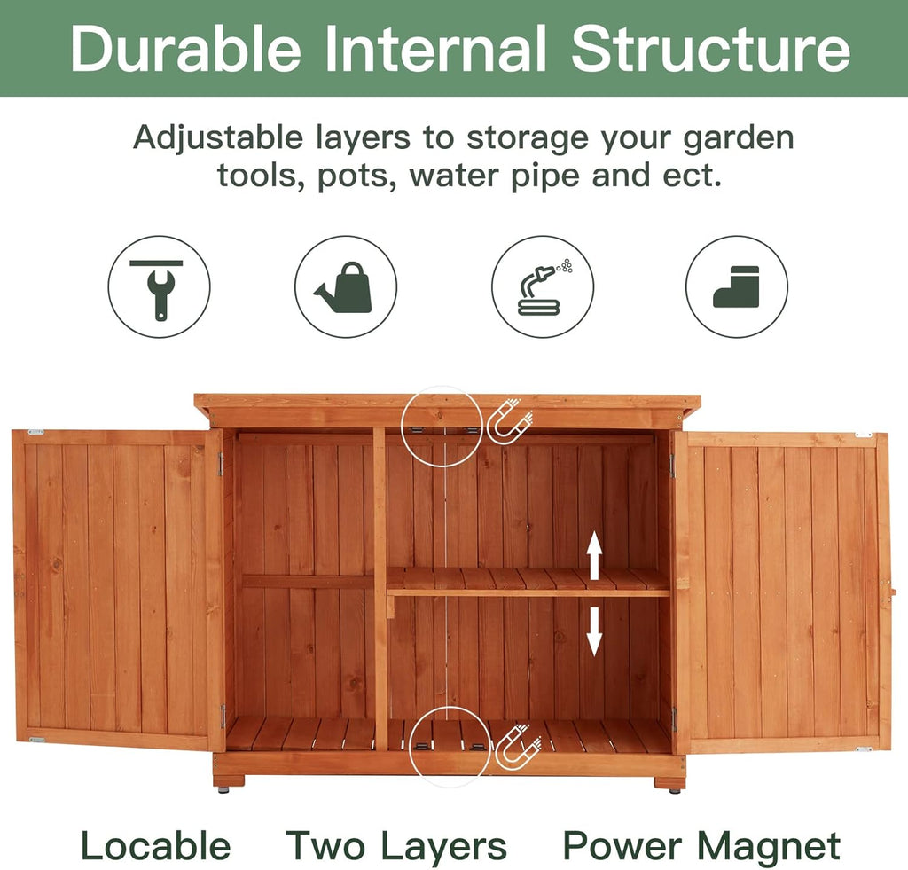 Wooden Outdoor Storage Cabinet with Lockable Double Doors E77501