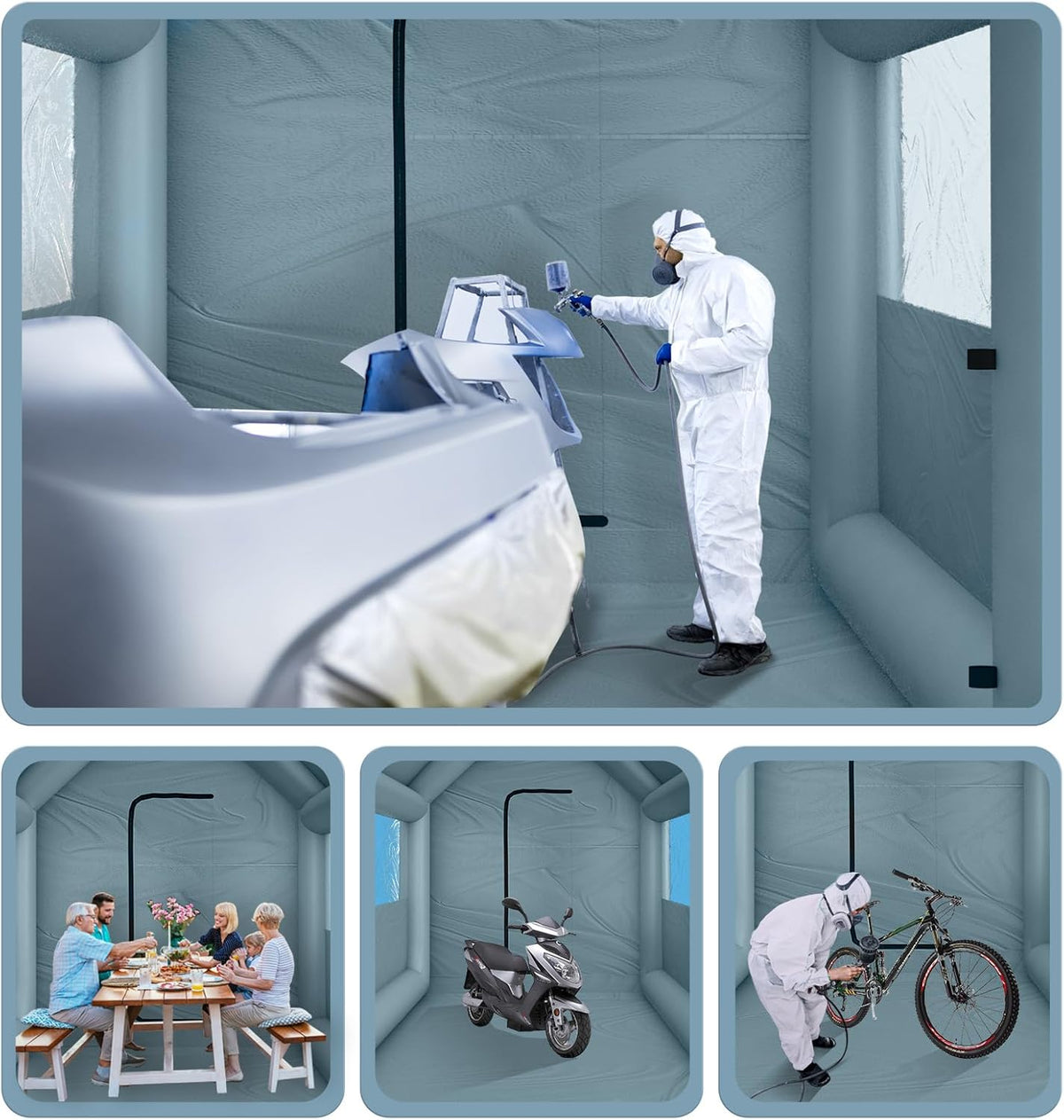 Inflatable Paint Booth 20 x 13.5 x 9.7ft Portable Spray Booth Tent with 1100W Blower W60726