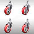 4 inch Swivel Threaded Stem Caster Set M8599