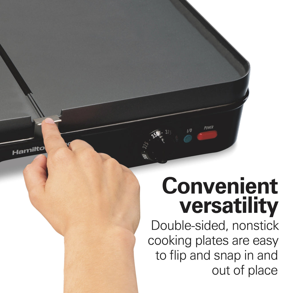 3-in-1 Electric Indoor Grill/Griddle, 180 Sq. in. Nonstick Cooking Surface, Black I825222