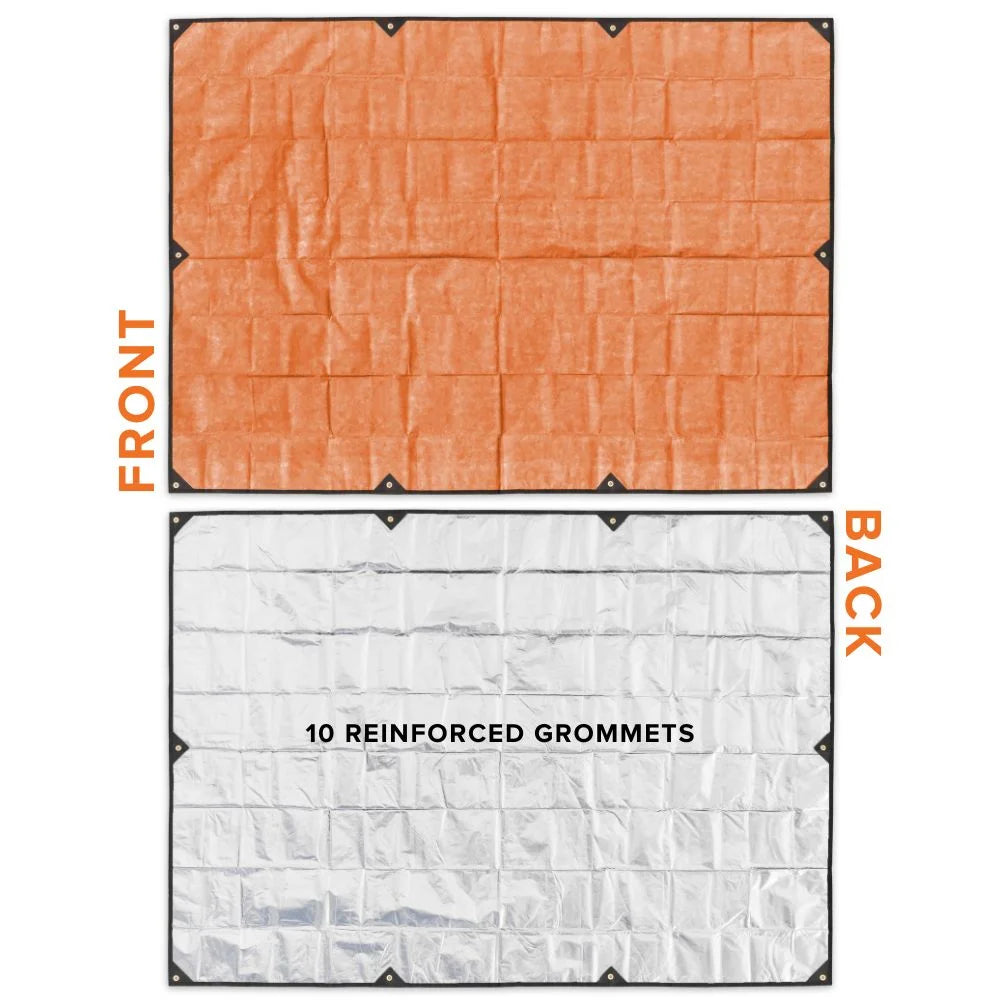 XL Insulated Reflective Thermal Camping Tarp 8.5 ft x 12 ft Orange N658363