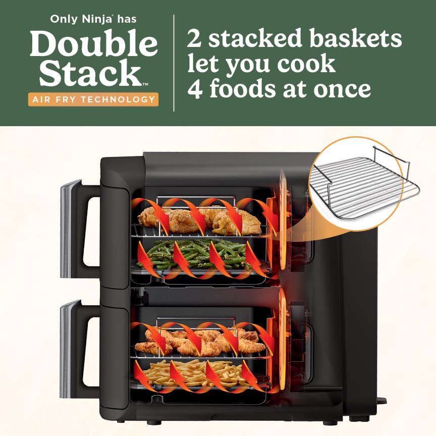 8 QT DoubleStack 2-Basket Air Fryer, Black C70949