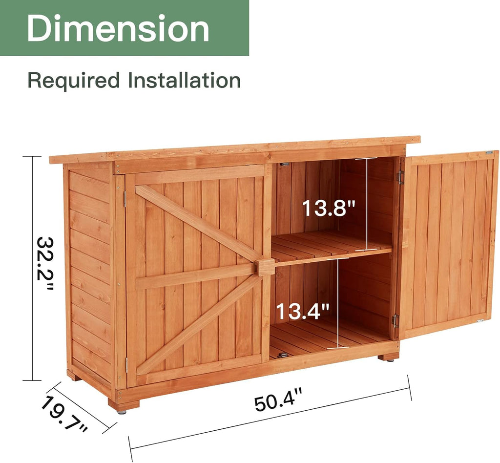 Wooden Outdoor Storage Cabinet with Lockable Double Doors E77501