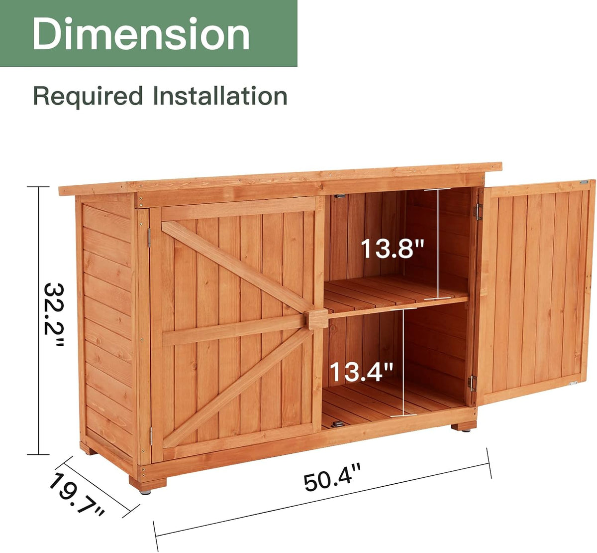 Wooden Outdoor Storage Cabinet with Lockable Double Doors E77501