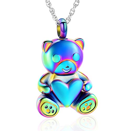 Teddy Bear Cremation Urn Necklace Ashes Jewelry Heart Memorial Urn Keepsake Locket Pendant Ash Holder J950065