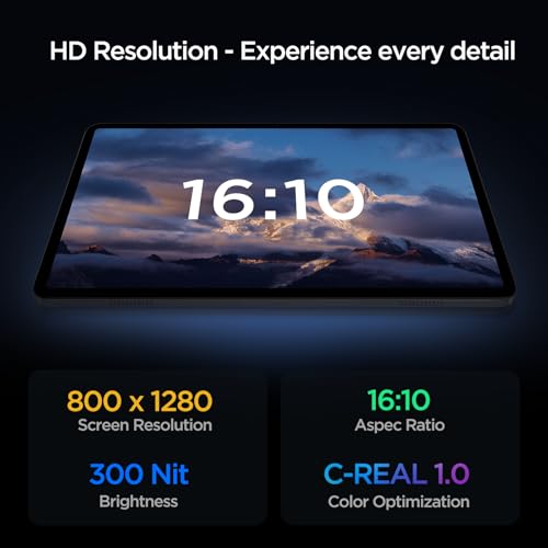 Black 10.1 inch Android Tablet, Octa-core, RAM 12GB, ROM 64GB, WiFi 6, Dual Speakers R298515