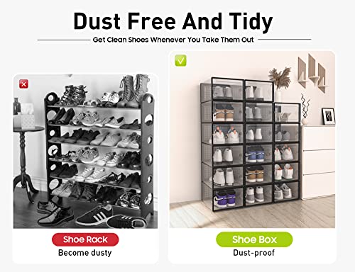 12 Pack Clear Plastic Stackable Shoe Storage Boxes B71262