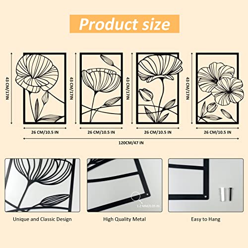 Black Metal Lotus Flower Wall Decor S380