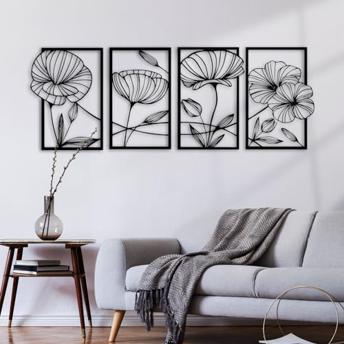 Black Metal Lotus Flower Wall Decor S380