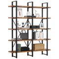 Industrial 5 Tier Wood and Metal Bookshelf B130847
