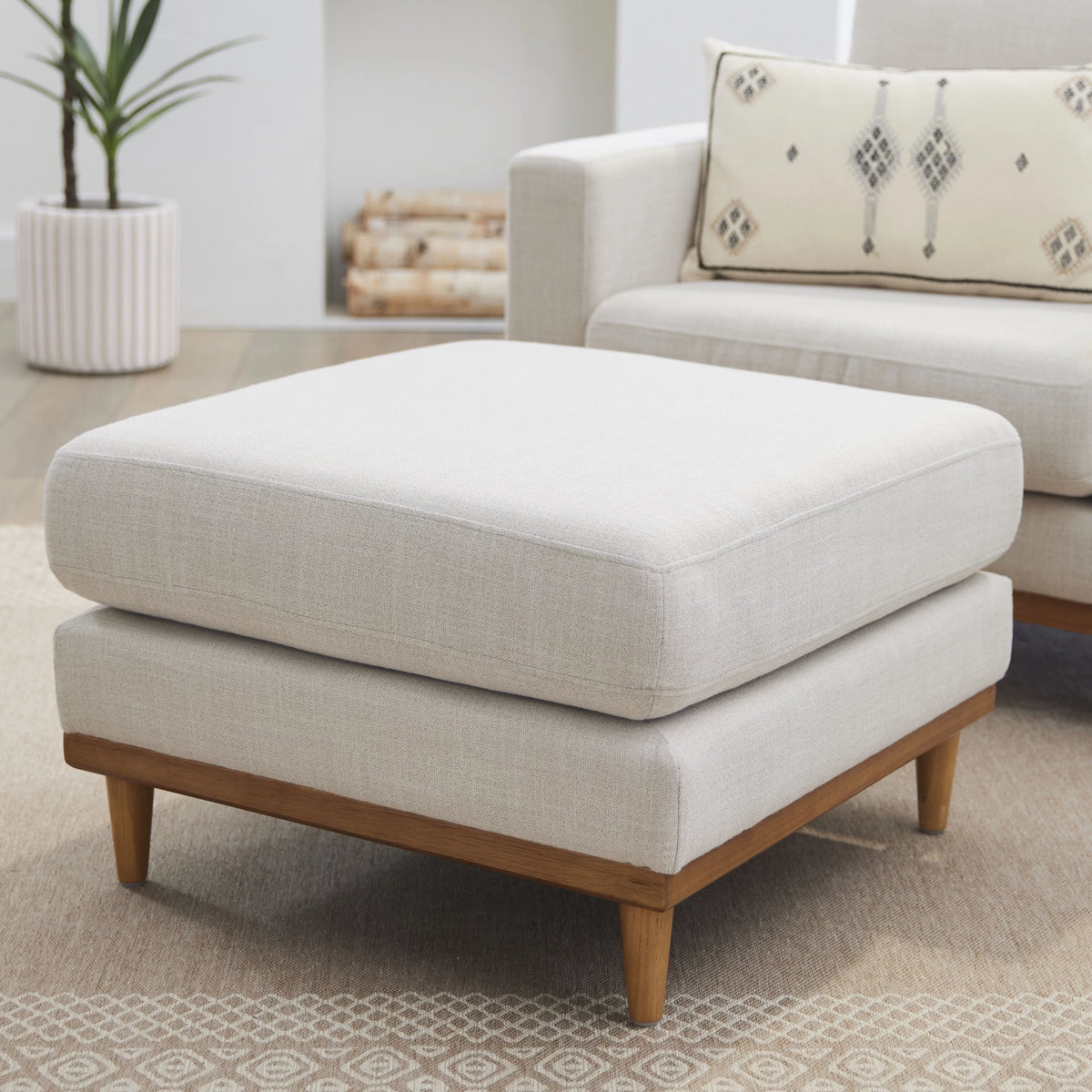 Light Honey Wood Frame Ottoman M80037