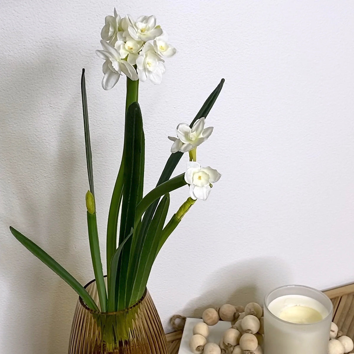 Artificial Paperwhite Stem 20"H White R707375