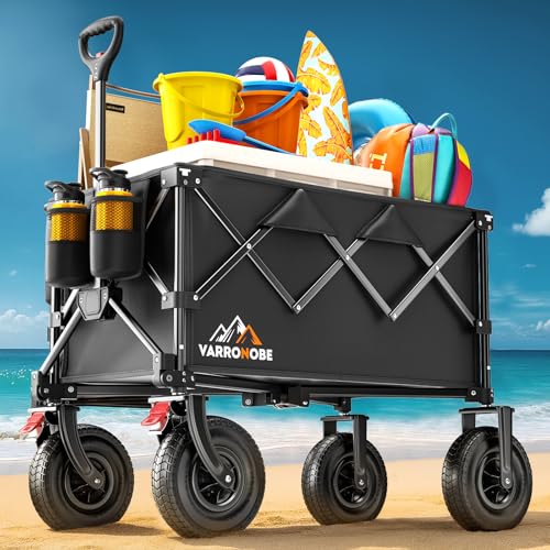 Black Heavy Duty Collapsible Utility Wagon with All-Terrain Wheels X45546