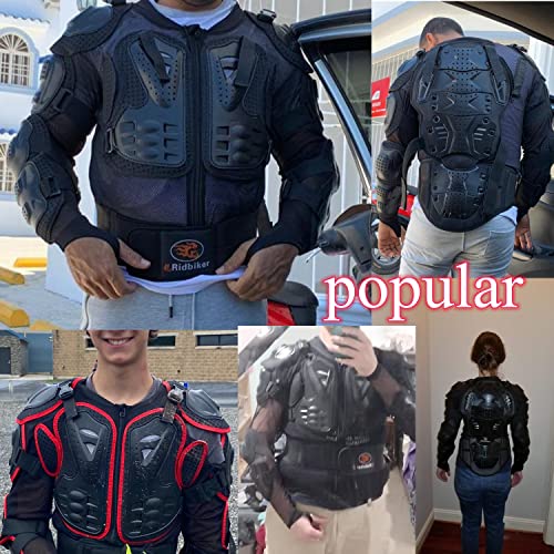 Black L Removable Full Body Armor Motorcycle Jacket K286