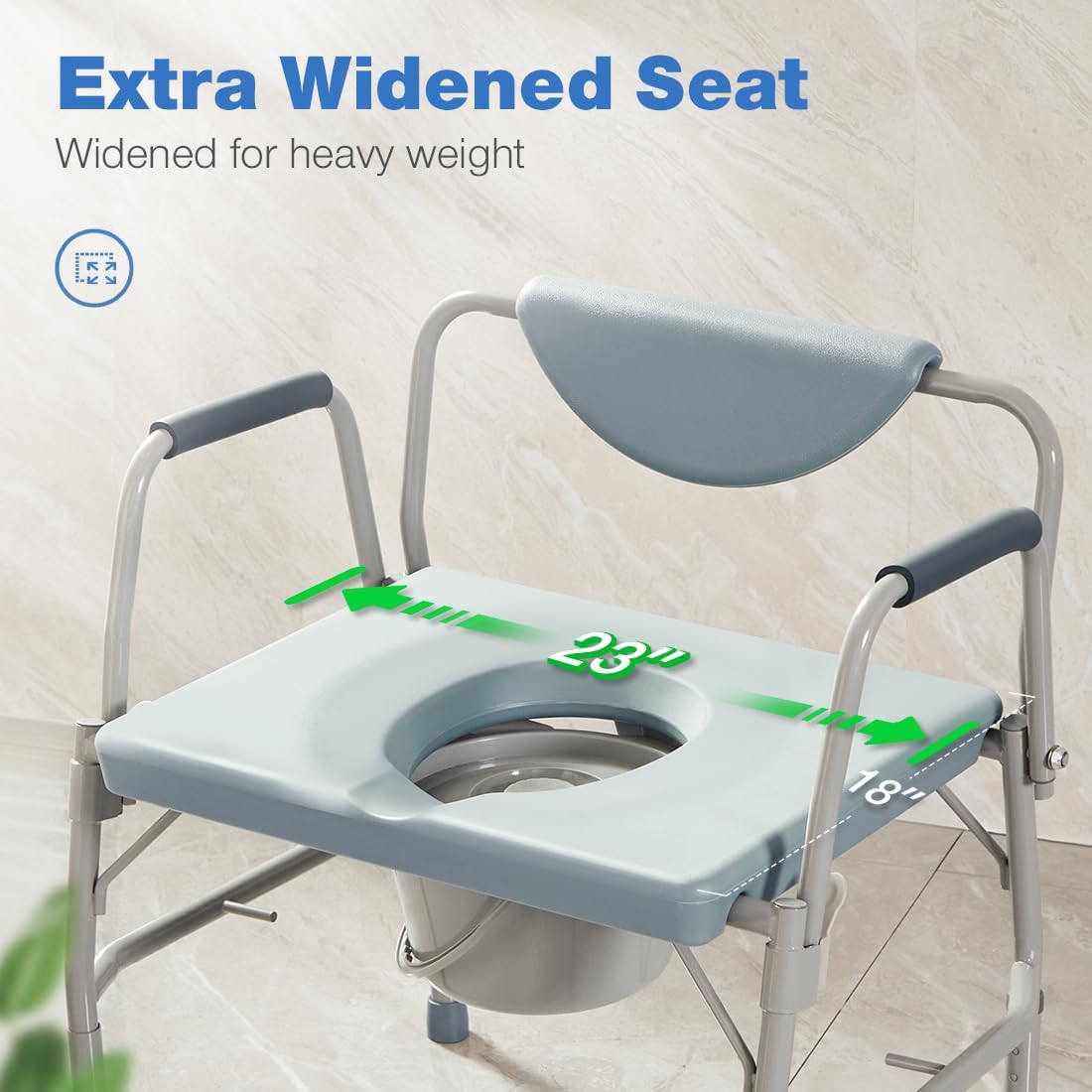 3 in 1 Bariatric Commode Chair with Extra Wide Seat U469