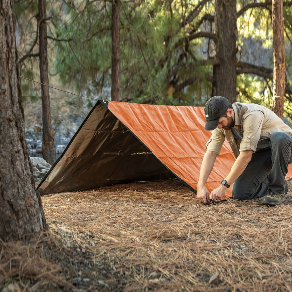 XL Insulated Reflective Thermal Camping Tarp 8.5 ft x 12 ft Orange N658363