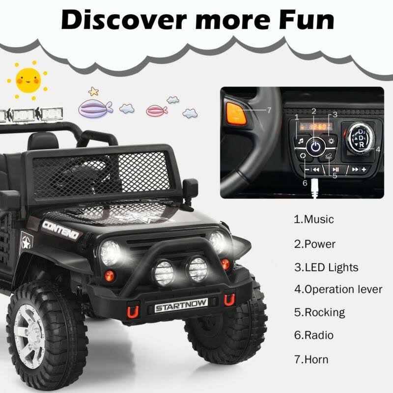 12V Pink Kids Electric Ride on Truck Car with Lights and Music J9378