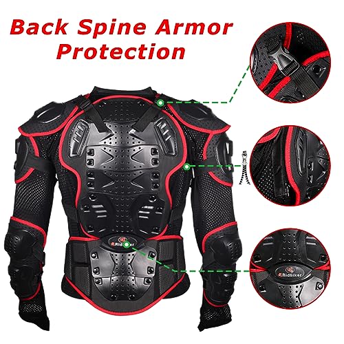 Black L Removable Full Body Armor Motorcycle Jacket K286