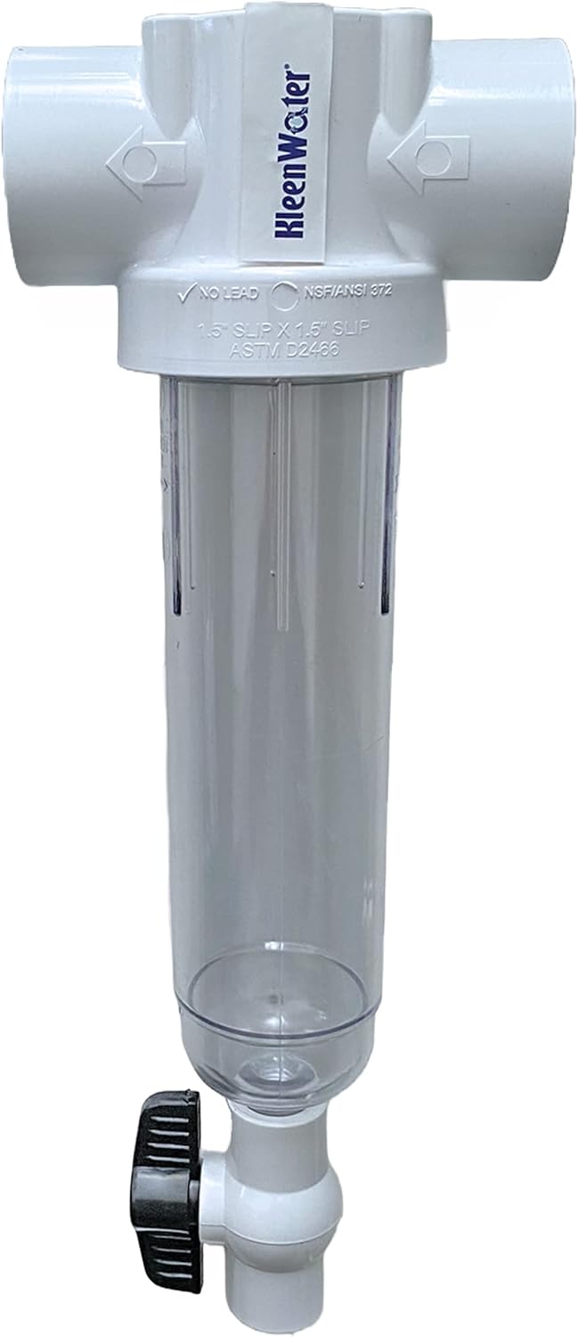 1.5 Inch PVC Slip Fit Connection 50 GPM 100 Mesh Stainless Screen Whole House Spin Down Sand and Sediment Filter K1517