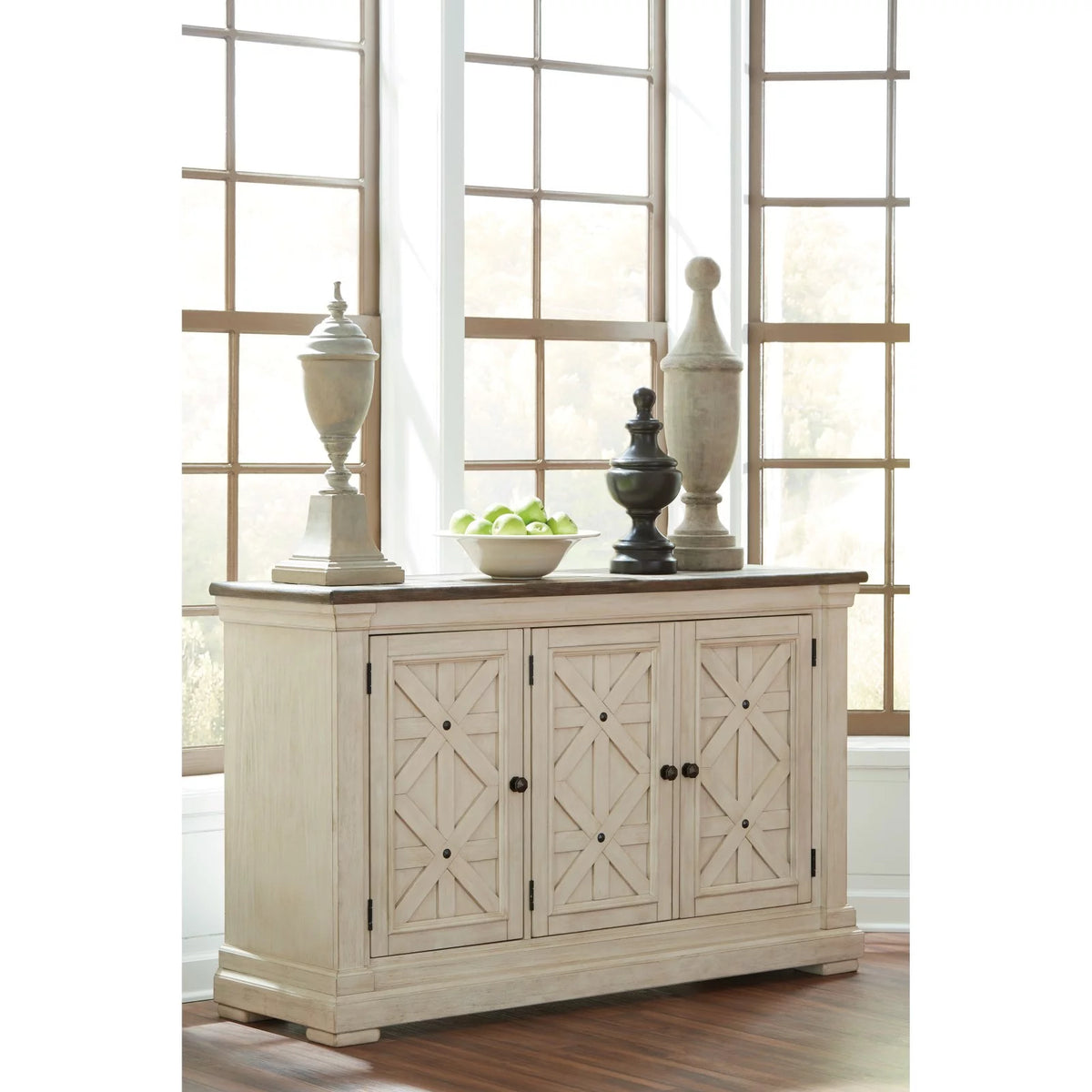 Antique White and Weathered Oak Server E552