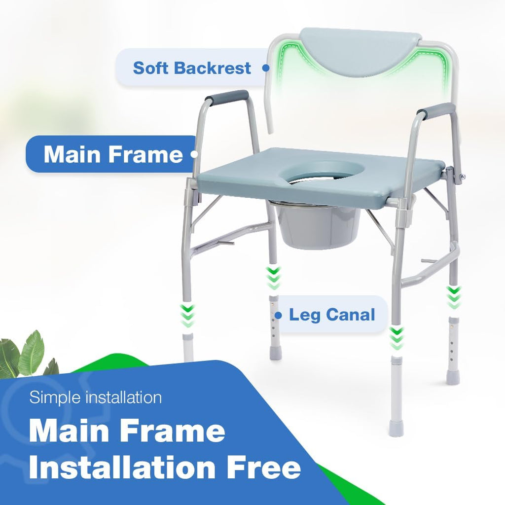 3 in 1 Bariatric Commode Chair with Extra Wide Seat U469