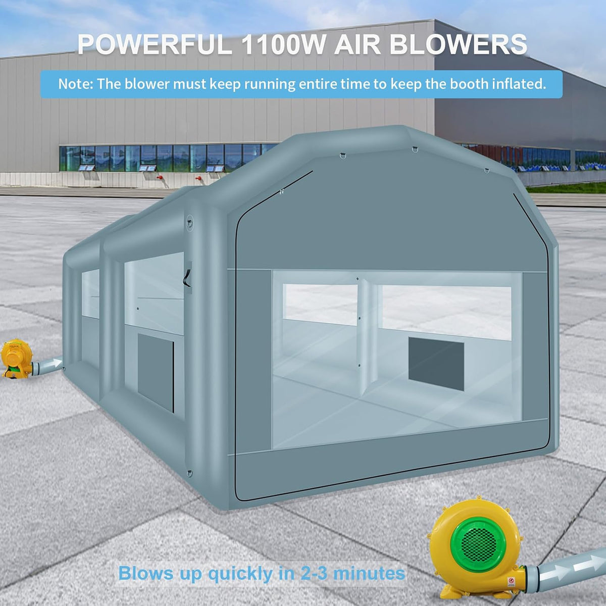 Inflatable Paint Booth 20 x 13.5 x 9.7ft Portable Spray Booth Tent with 1100W Blower W60726