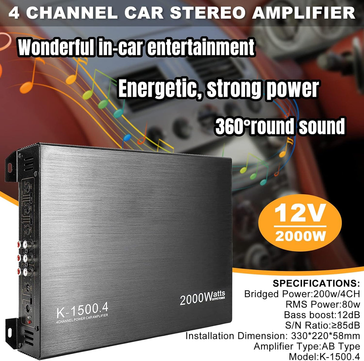 2000W 4 Channel Car Audio Amplifier W5219