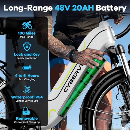 26" Electric Bike with 1000W Motor, 48V Removable Battery, 7-Speed, Front Suspension & LCD Display D91594